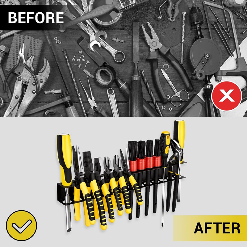 Rostationa Screwdriver Plier Organizer Wall Mount,Screwdriver Rack,Metal Plier Holder Utility