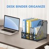 4 Vertical Compartments Magazine File Holder, Metal Binder Organizer, Black