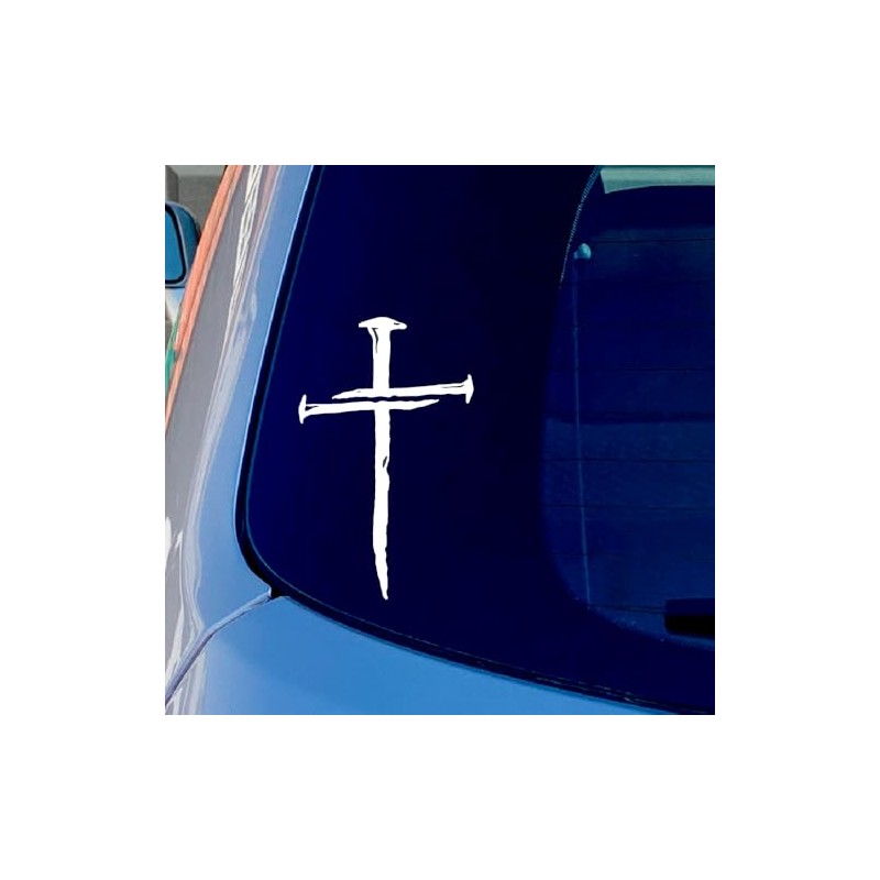 Cross with Nails Sticker Vinyl Decal Cars Trucks Vans Walls