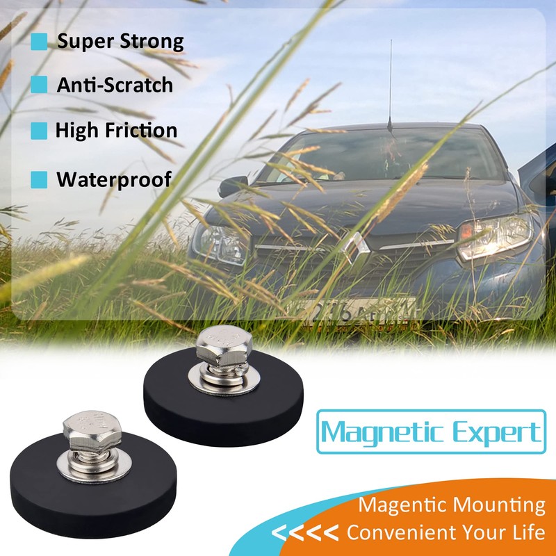 MUTUACTOR 4Pc Strong Rubber Coated Neodymium Magnets, Female Threaded Stud