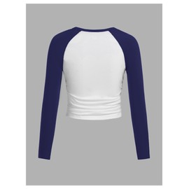 SOLY HUX Girl's Long Sleeve T Shirts Cute Graphic Tees Casual Teen Tops Preppy Back to School Clothes Dark Blue and White 10Y