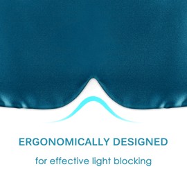 OLESILK 100% Mulberry Silk Sleep Mask Eye Mask with Adjustable Headband for Men and Women, Large Sleep Mask and Blindfold for Night Sleep, Travel and Nap, Peacock Blue