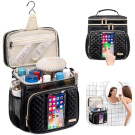 Large Leather Toiletry Bag for Women Men,Bathroom Bag,Water Resistant Portable Shower Caddy for College Dorm,Hanging Toiletry Bags for Traveling,Gym Camping Cruise Ship Travel Essentials Shower Bag