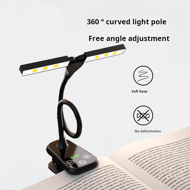 Portable rechargeable LED reading lamp, featuring 3 color temperature memory