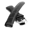 Black Curved End Genuine Leather Replacement Watch Strap Padded 18