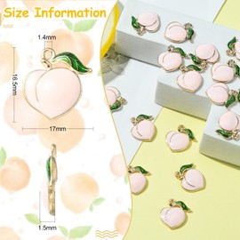 KitBeads 10pcs Enamel Peach Charms Sweet Style Fruit Charms Summer Kawaii Pink Peach Charms for Jewelry Making Bracelets Necklace Bulk, Metal