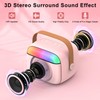 PKBD Kids Karaoke Machine,Portable Bluetooth Speaker with 2 Wireless Microphones/LED