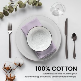 Calicot Cloth Napkins 100% Cotton Everyday Set of 6 Dinner Napkins Cloth Washable, Kitchen, Party, Wedding, Restaurant - Gifts for Mothers Day (Lavender Fog, 18'' X 18'')