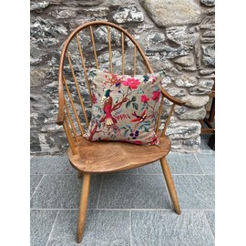 Second Nature Online - Bird Of Paradise Velvet Cushion Cover | Throw Pillow Cover | Handmade | Cotton Velvet | 45x45 cm (Green)