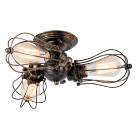 Vintage Ceiling Light Industrial Semi-Flush Mount Ceiling Light Metal Fixtures Painted Finish; Moonkist (with 5 Light) (Silver)