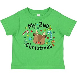 inktastic My 2nd Christmas Cute Reindeer with Candy Canes Toddler T-Shirt 5-6 Apple Green 38fcf