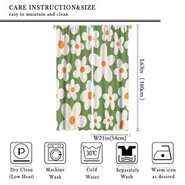 ZhiRain 70'S Style Vintage Boho Curtains Retro Groovy Flowers Aesthetic Naive 60'S Mid Century Blackout Rod Pocket Curtains for Bedroom Living Room Decor Window Drapes 2 Panel Set 42x63in