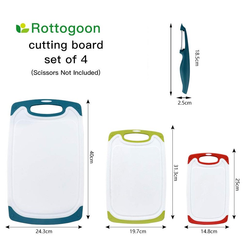 Cutting Boards for Kitchen, Plastic Chopping Board Set of 4