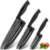 Gourmetop Kitchen Knife Set with Cover 3 Pcs, Black Chef