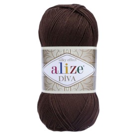 Alize Diva Silk Effect 100% Microfiber Acrylic Yarn 1 Ball skeins 100gr 383yds Color (26 - Brown)