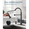 FORIOUS Black Kitchen Faucet with Soap Dispenser, Stainless Steel Kitchen