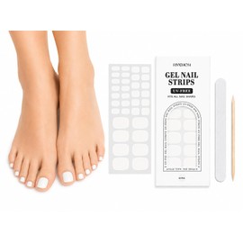 Gel Toe Nail Strips 34Pcs, Pre-Cured, No UV Light, White