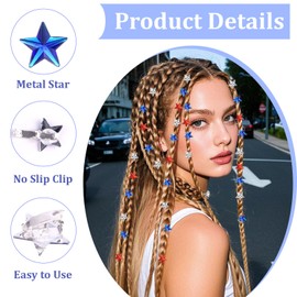 YISSION 30 Pcs 4th of July Red Blue White Hair Clips Patriotic Mini Star Hair Pins Small Decorative Hair Clips Independence Day Star Hair Accessories for Girls Women Party Favor Gift