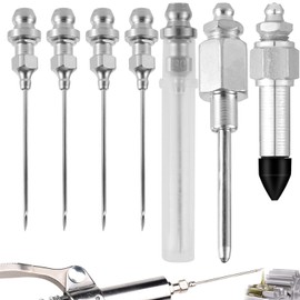 7pcs Grease Gun Needle Accessory Set, Includes Coupler, Adapter, Needle Nozzle Tips, Perfect for Industrial, Automotive, and Mechanical Lubrication Tools