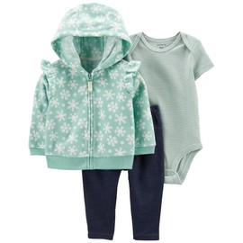 Carter's Baby Girls' Cardigan Sets, Mint/Snowflake, 6m