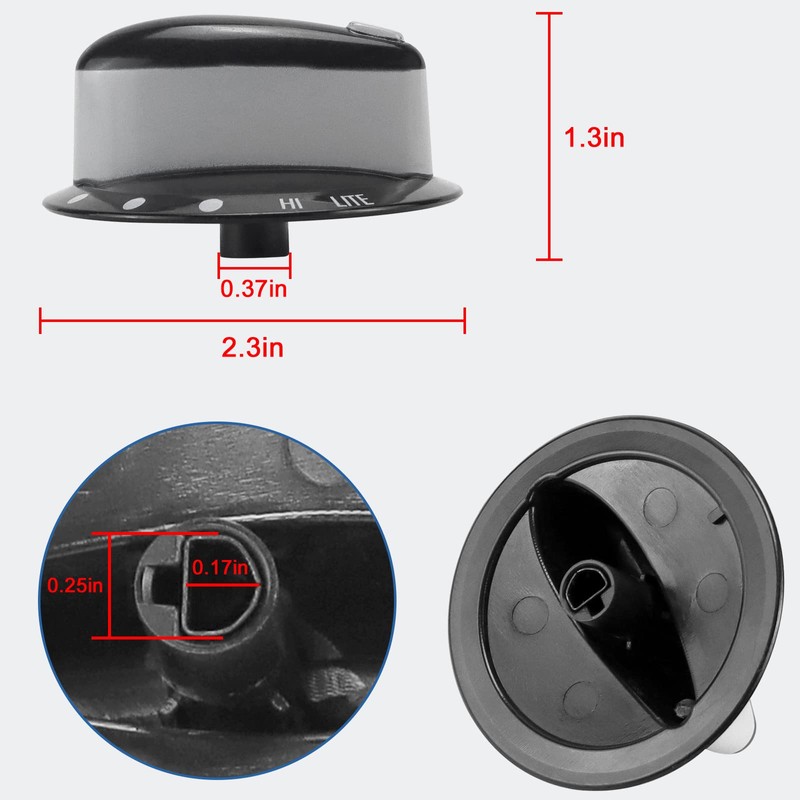 AMI PARTS 4 Pack 74011287 Gas Range Burner Knob Black