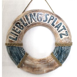 Wooden Life Buoy for Decoration 39 cm Favourite Place