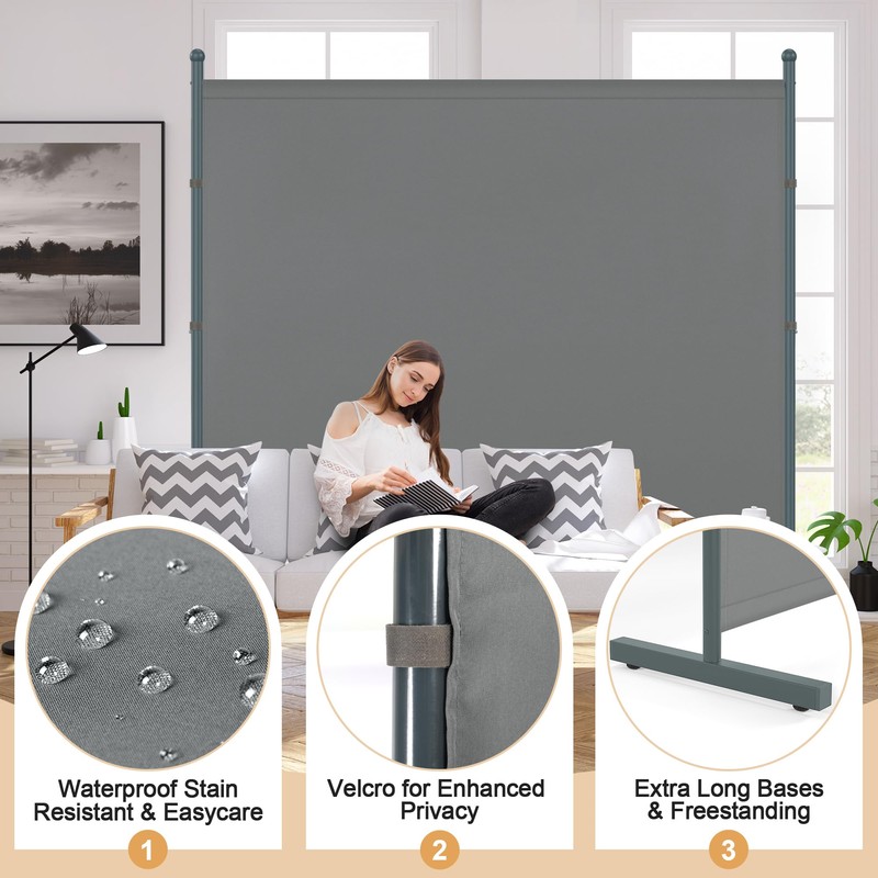 Room Divider Single Panel, 6FT Large Privacy Screen for Room