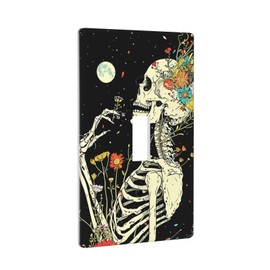 Generic Abstract Light Switch Plate Decorative, Flower Skull Skeleton Single Toggle Switch Plate Cover Receptacle Wall Plate Decoration 2.76''x4.5'', 741258