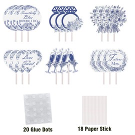 18pcs Something Blue Before i Do Cupcake Topper Bridal Shower Bachelorette Wedding Engagement Party Decorations something blue before i do bridal shower decorations for Woman Girl