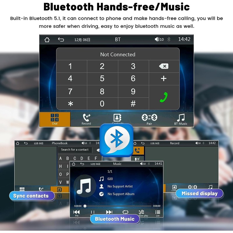 Hikity Car Stereo Single Din Wireless CarPlay Android Auto, 7