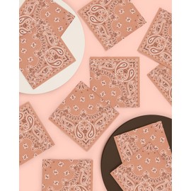 xo, Fetti Western Bandana Napkins - 3-ply, 25 pcs | Cowboy Birthday Party Decor, Wild West Favors, Rodeo Baby Shower Supplies, Wild One Yeehaw Bday, Cowgirl Drinkware, Cactus Howdy Tableware
