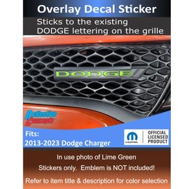 Dodge Grille Emblem Overlay Decal Sticker 2013-2023 Charger - (Color: Reflective Orange)