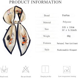 FonVan Silk Scarf, Silk Hair Scarf for Women, Bandana, Satin Scarf, Headscarf, Breathable Neckerchief for Handbags, Accessories, Handbag Accessories, Silk Scarves Scarf, White Horse