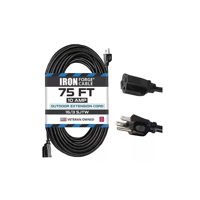 Iron Forge Tools 75 Ft Outdoor Extension Cord- 6/3 SJTW
