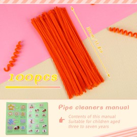 Giwrmu 100 Pieces Pipe Cleaners Chenille Stem, Reddish-Orange Pipe Cleaners Craft, Fuzzy Sticks Craft Supplies, Colored Pipe Cleaner for Creative Handmade DIY Art Craft Project