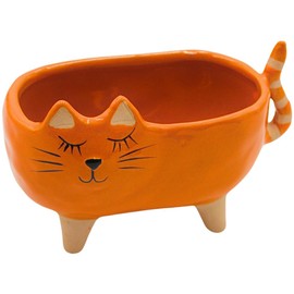 Dekohelden24 Ceramic Planter / Planter / Pink Cat Design Dimensions (L x W x H): Approx. 16 x 8.5 x 10 cm