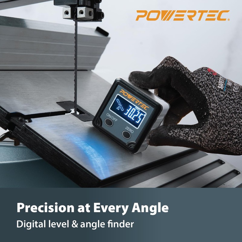 POWERTEC 71828 Table Saw Angle Gauge, Digital Angle Finder Protractor,