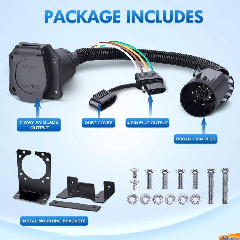 Nilight Dual Output Vehicle Side 7 Way RV Blade and