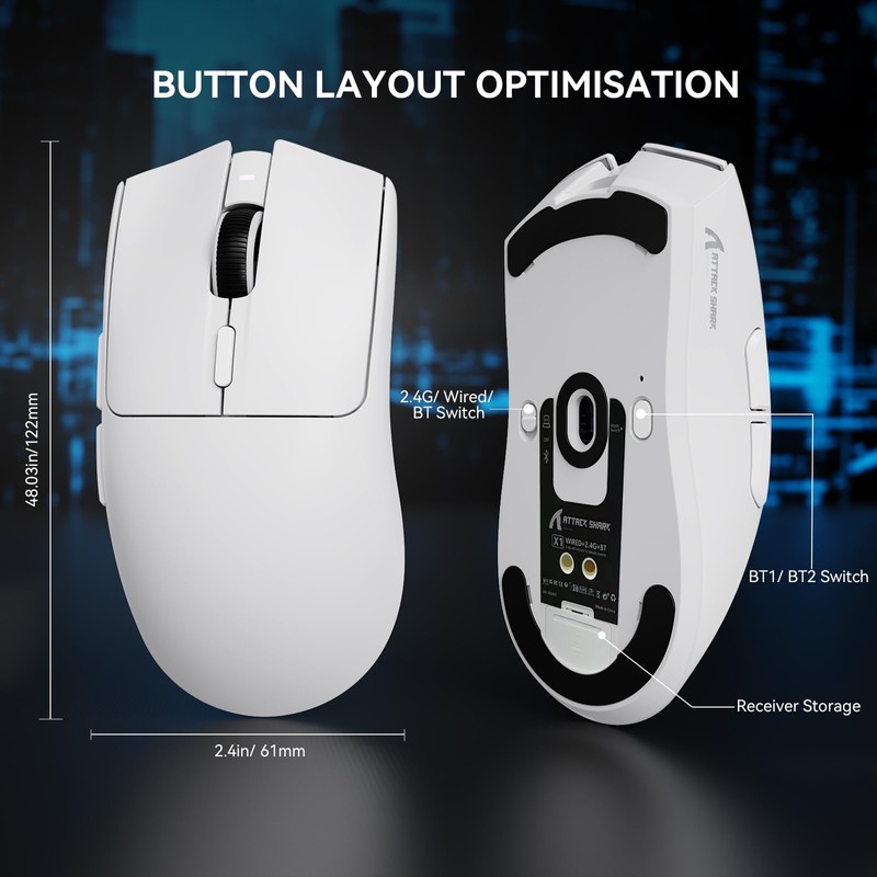 Attack Shark X1 Wireless Gaming Mouse with RGB Charging Dock,
