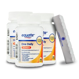 Unique Bundle Store Equate Multivitamin for Women, 100 Count Tablets, One Daily Women's Multivitamin/Multimineral Supplement + 7 Day Pill Organizer Included (Pack of 3)