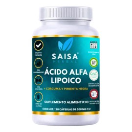 Ácido Alfa Lipoico  600 Mg por porción  120 Cápsulas  Saisa Herbal  Antioxidante Potente  Protección Celular  Suplemento Natural                      