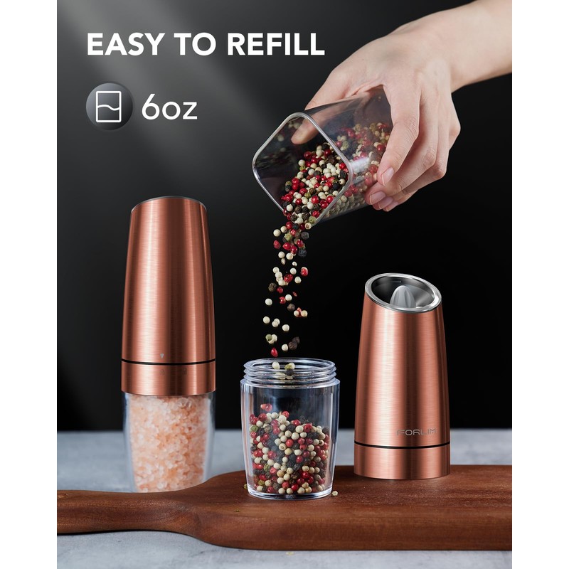 FORLIM Gravity Electric Salt and Pepper Grinder Set, Upgraded 4
