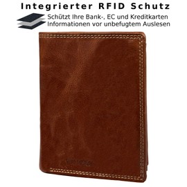 Wildery® #WI108C Men's Leather Wallet with RFID Protection in Portrait Format Brown, brown, M, Classic