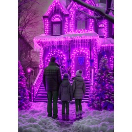 Brightown 100LED Solar String Lights Outdoor, Solar Powered Lights IP65 Waterproof for Party Garden Yard Home Holiday Tree Decoration Lighting (Purple, 100LED-2PACK)