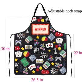 BNQL Casino Apron Poker Player Gifts Casino Lover Gifts Gambler Gifts Casino Chef Apron with Pocket Winner Apron Waterproof