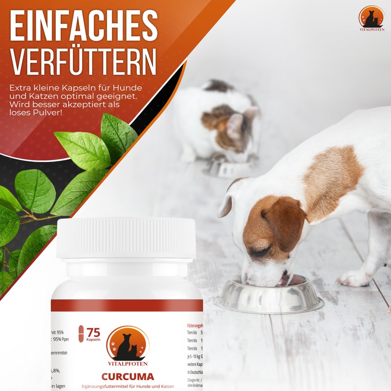 Vitalpfoten 3 x 75 Capsules Curcuma for Dogs and Cats