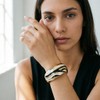 Wotfim Chunky Gold Bangle Bracelets for Women Enamel Zebra-Print Cuff