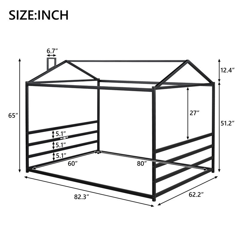 Harper & Bright Designs Metal House Shape Platform Bed Frame