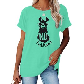 NIUBIA Women's Graphic Tee Probllama Animal Print T Shirts Funny Shirts Casual Blouse