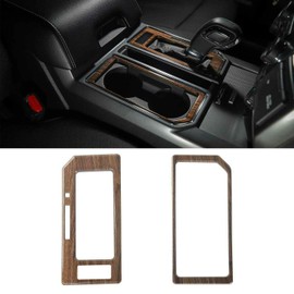 JeCar for F150 Interior Gear Shift Cup Holder Panel Cover Trim Compatible with Ford F150 2015 2016 2017 2018 2019 2020 (Wood Grain)